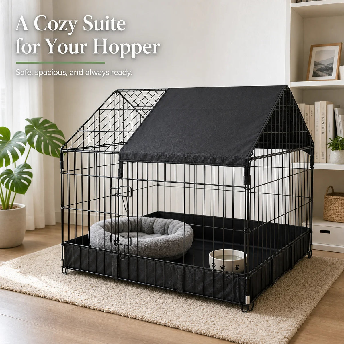 Rabbit Cage Enclosure for Small Animals Rodents Indoor Outdoor with Protective Cover Included 90x75x75 cm