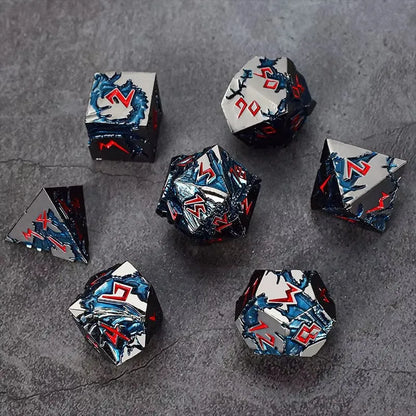 D&D kauliukai, 7 kauliukų metalinis DND kauliukų rinkinys, svertiniai metaliniai „Dungeons and Dragons“ kauliukai, daugiakampiai D ir D kauliukai, skirti vaidmenų žaidimui