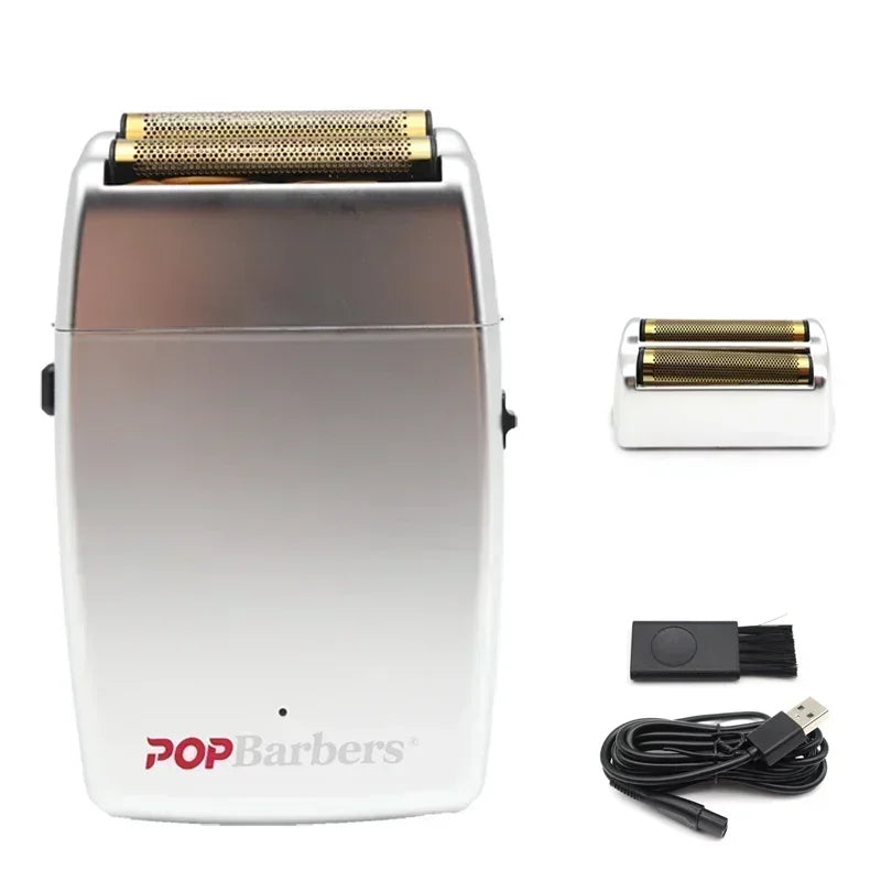 New 11000 RPM 7W Pop Barbers P620 Professional Electric Men's Beard Trimmer Double Foil Shaver Electric Shaver USB Hair Clipper