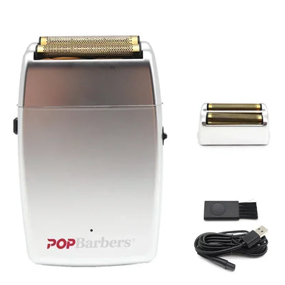 New 11000 RPM 7W Pop Barbers P620 Professional Electric Men's Beard Trimmer Double Foil Shaver Electric Shaver USB Hair Clipper