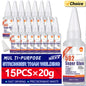 15PCs 502 Super Strong Glue Instant Quick-drying Cyanoacrylate Adhesive Leather Rubber Wood Metal Strong Bond Liquid Glue Tool,Stationery Store Gel 502 Instant Strong Glue,With precision distributor,20g (0.7oz).