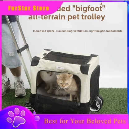 FurStarLarge Pet Rolling Carrier With Wheels Multi-Cat Travel Trolley Bag Spacious Dog Carrier Backpack Portable Car Seat Pet St