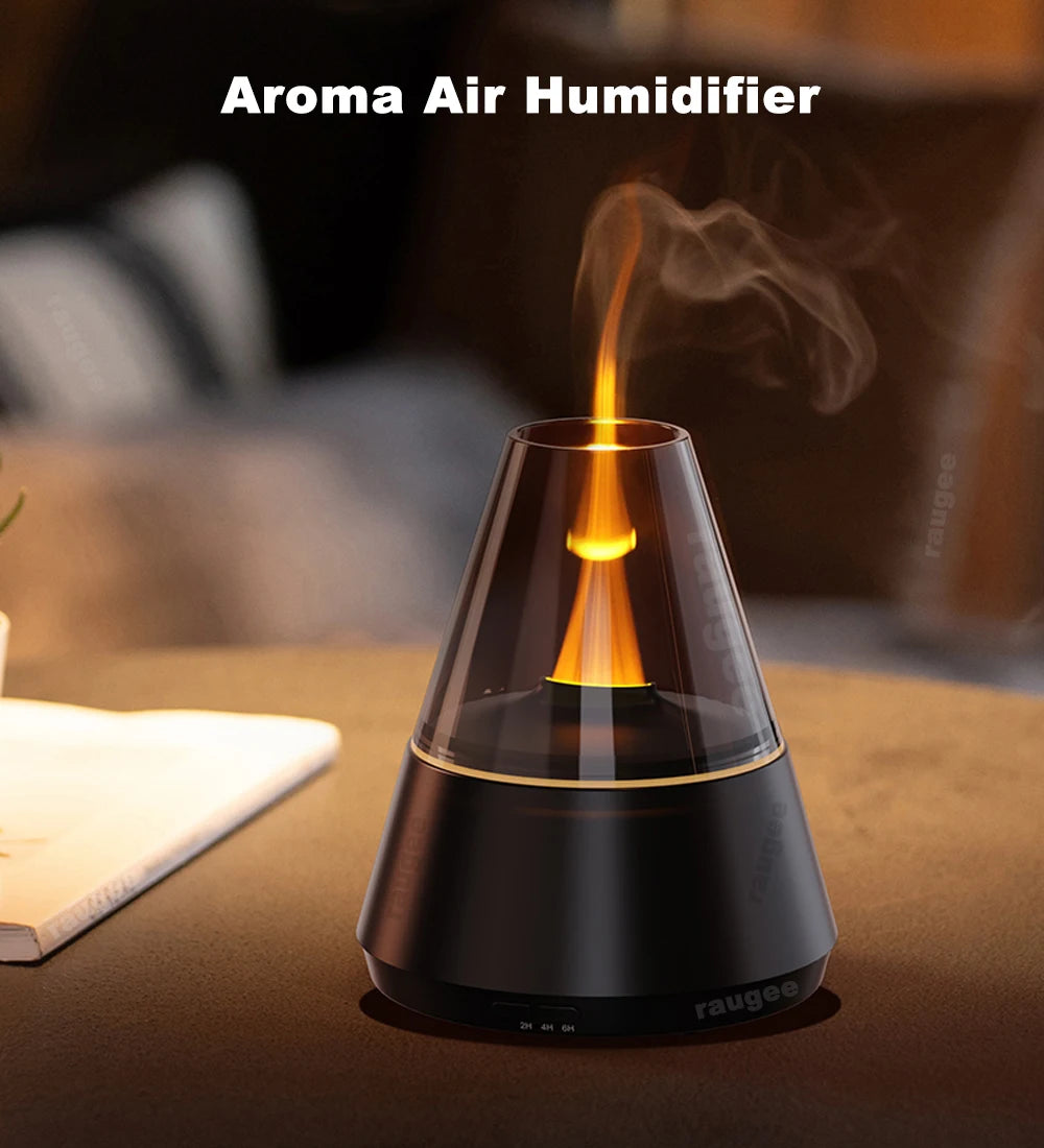 Flame Humidifier Essential Oil Diffuser Aroma Air Humidifier Fragrance Diffuser for Home Aromatherapy Diffuser with Night Light