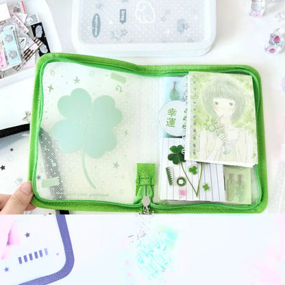 A6 Size Cute Stationery Storage Folder File PP Twill Zipper Pouch Document Bag Zip File Folder School Office Supplies