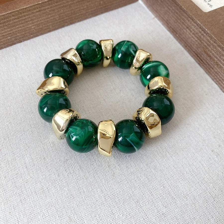 Acrylic Irregular Square Round Beaded Bracelet Bangle for Women Imitation Stone Chain Bracelet Hand Accessories Couple Gifts K