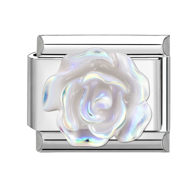 Wholeasle Shiny Zircon Shell Love Heart Devil Eyes Italian Charm Links Fit 9mm Stainless Steel Bracelet Women Jewelry DIY Making
