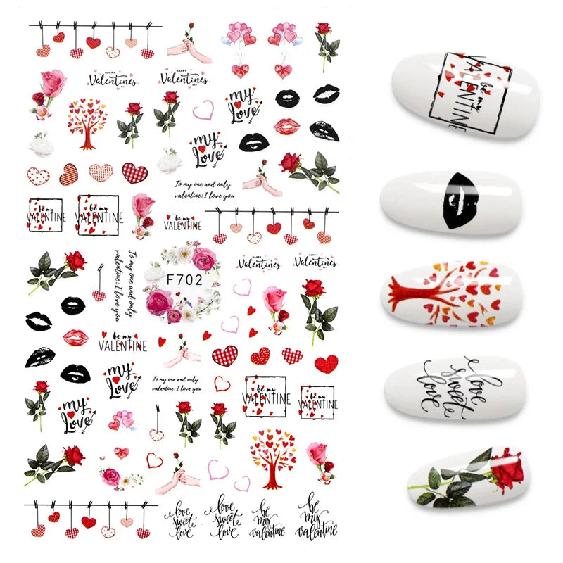 Black and White Love Flowers Line Art 3D Stickers Nail Decals Nail Art Accessories Butterfly Rose Nail Stickers Nail Sliders