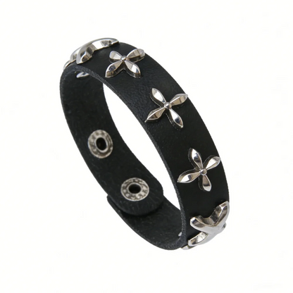 New Punk Dark PU Bracelet For Women Men Hip Hop Rock Chain Multi Layered Bracelet Trend Retro Gothic Jewelry Dancer Accessories