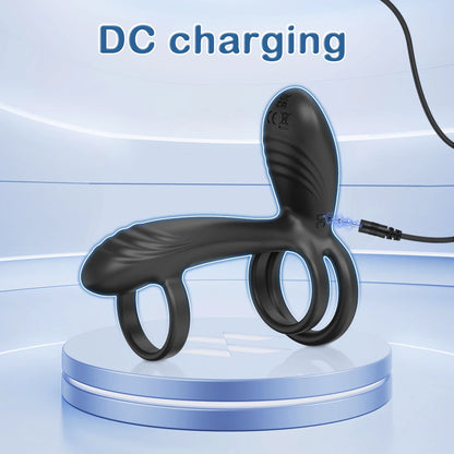 Vibrating 360°Twisting Cock Ring Sex Toys for Women Adult Couples G-spot Clitoral Stimulator Penis Ring for Men Dick Vibrator 18