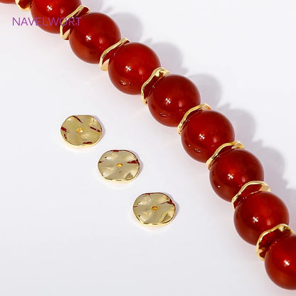 Jewelry Making Beads,18K Gold Plated Wave Thin Spacer Beads,Brass Round Thin Beads DIY Bracelet Necklace Making Accessories