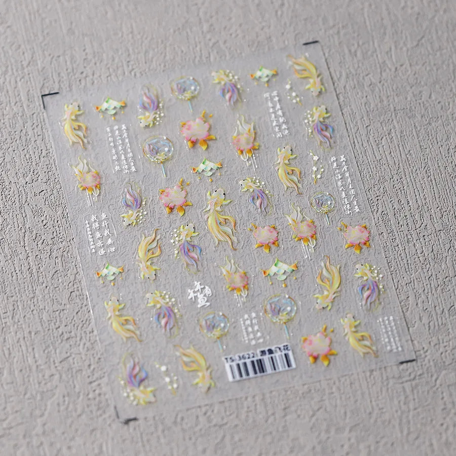 1pcs 5D Star Moon Nail Stickers Kawaii Pink Retro Bronzing Nail Art Sticker Decorations Decals DIY Adhesive Slider Accessories