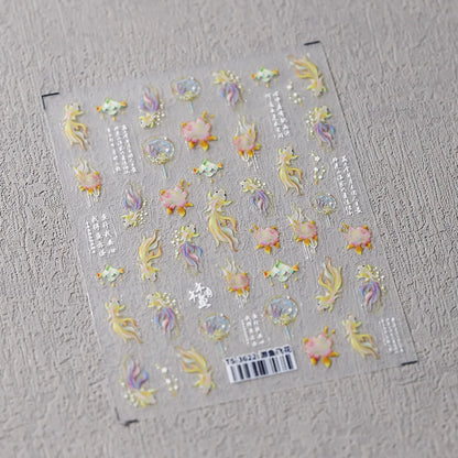 1pcs 5D Star Moon Nail Stickers Kawaii Pink Retro Bronzing Nail Art Sticker Decorations Decals DIY Adhesive Slider Accessories