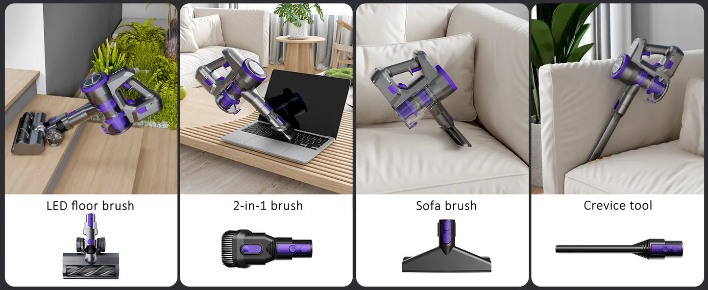 Yanhama Cordless Vacuum Cleaner - 68000Pa/550W Stick Vacuum with Charging Wall Dock, Lightweight Handheld Vacuum for Carpet