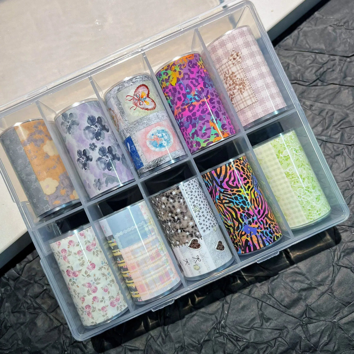 10Rolls Plaid Thousand-Bird Bow  Stars Nail Foils Transfer Paper  Nail Art Stickers  Manicure Set Decal  Nails Decoration