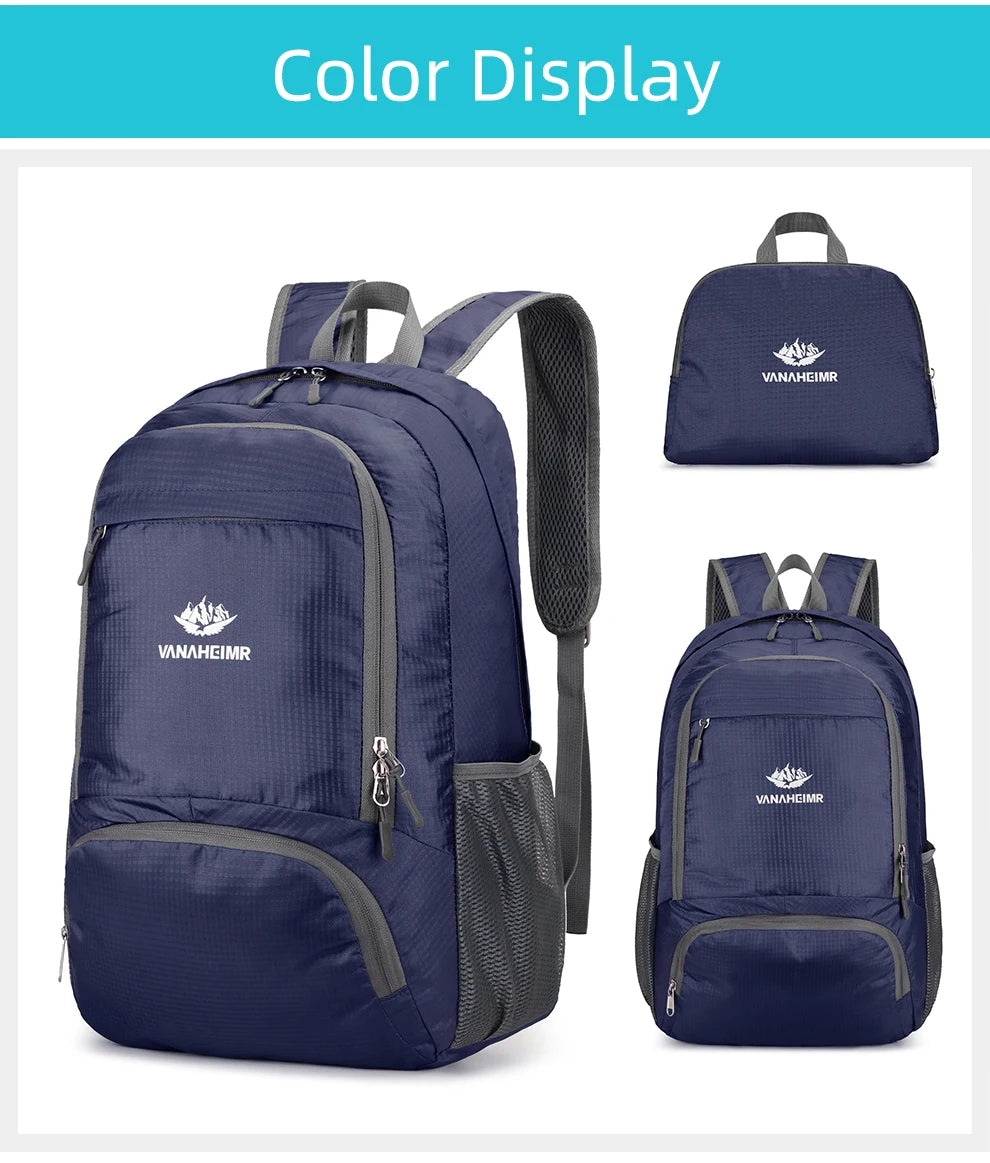 23L Packable Backpack Foldable Ultra Light Outdoor Duffle Bag Big Folding Knapsack Hiking Travel Rucksack Mountaineering Daypack