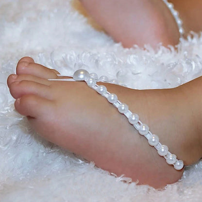 Ylsteed Newborn Girl Pearl Barefoot Sandals Infant Photography Accessories Baby Girl's Photography Props Foot Shoes