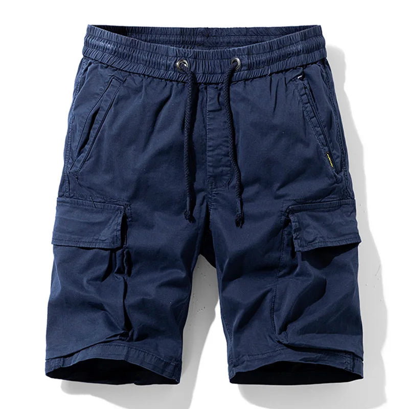 Men Summer New Multi Pockets Cotton Cargo Shorts Men Fashion Solid Quick Dry Joggers Shorts Pants Outdoor Breathable Shorts Male