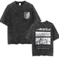 Anime Attack on Titan Vintage Washed Print T-shirt Mikasa Ackerman Eren Jaeger Wings of Freedom Logo Mens Summer Cotton T-shirts