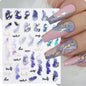 1PCS Marbled Nail Sticker 3D Abstract Lines Sticker Nail Art Supplies Nail Decals Y2K Laser Butterfly Ladies Nail Art Decoration