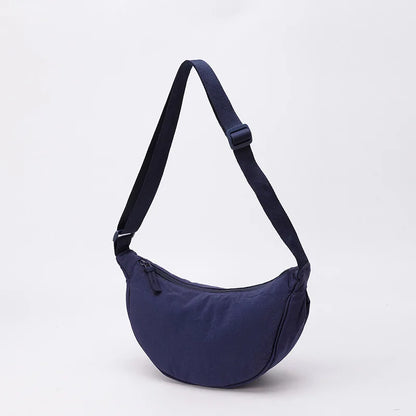 Nylon fabric zipper crossbody bag for men and women, crescent-shaped dumpling bag under the armpits, large capacity