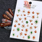 5D Embossed Emerald Gemstones Nail Art Stickers Luxury Golden Frame Baroque Flower Nail Decals Green Rhinestones Nail Supplies