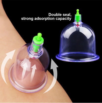 6-Piece Suction Cup Set with Hand Pump – Vacuum Cupping Tool for Back & Body Use