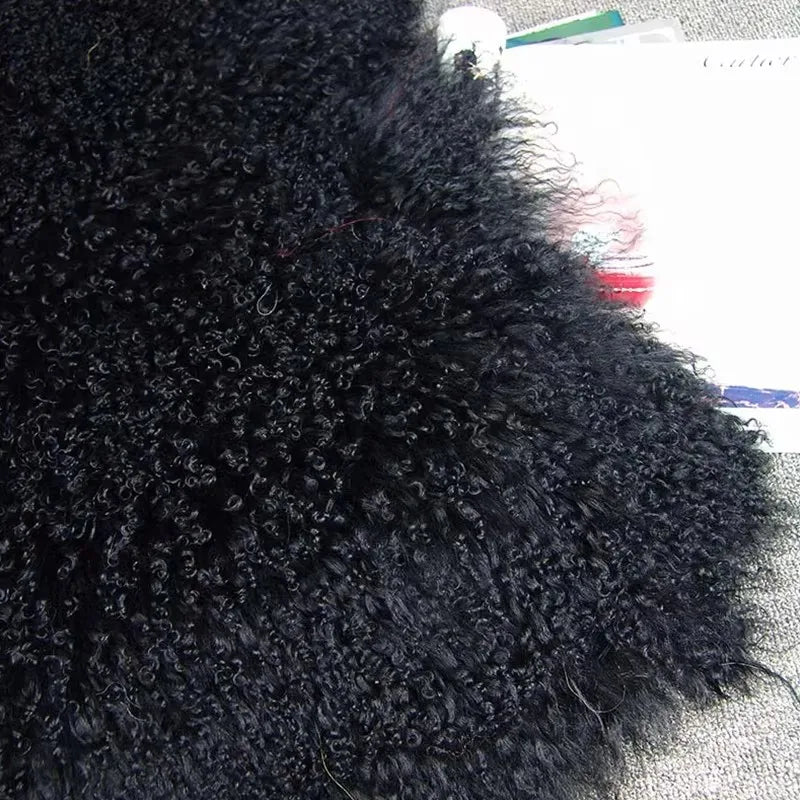 Collarless Tibetan Lamb Fur Coat Genuine Sheep Wool Jacket Natural Sheepskin Coat Luxury New Arrivals Women's Clothing