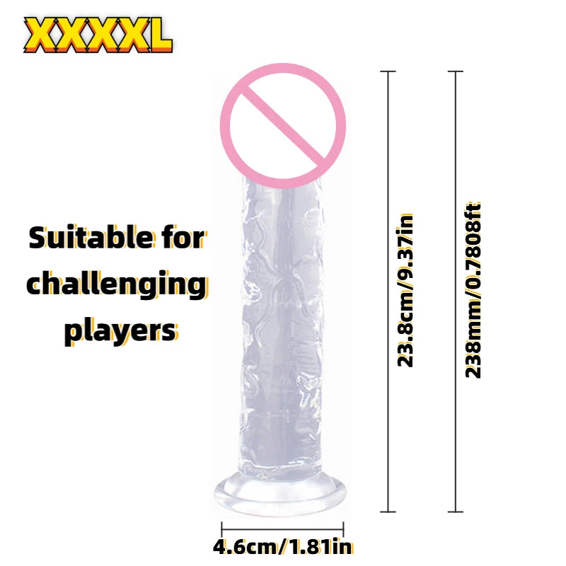 Realistic Soft Jelly Dildo Transparent Suction Cup Strong Grip Flexible Intimate Toy for Women Solo Couple Play