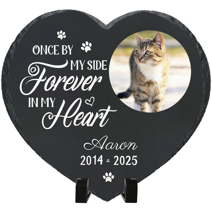 Personalized Pet Memorial Stone,Custom Cat Grave Marke Plaque With Photo&Name,Garden Slate Tombstone Pet Loss Remembrance Gift