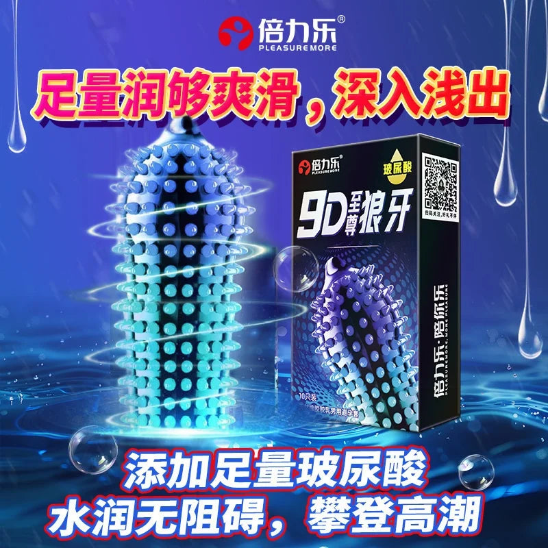 10/12PCS Erotic Condom Ice and Hot Feeling Big Particles Spikes Condom G Point Stimulation Sexshop Contraception for Men Sex Toy