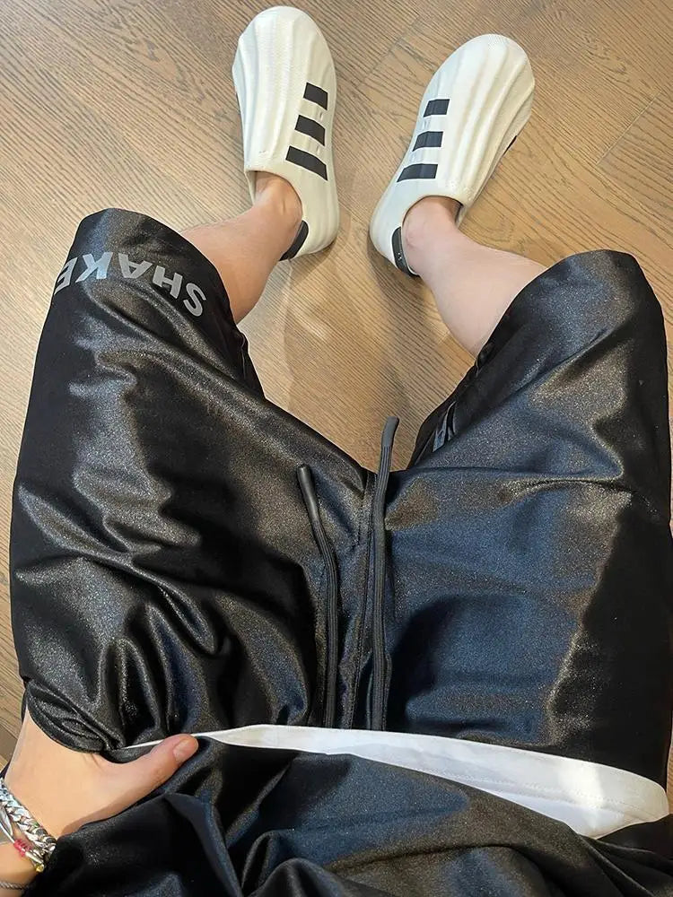 Glossy Pockets Men's Shorts Outdoor Fitness Male Plus Size Casual Sports Basketball Bottoms