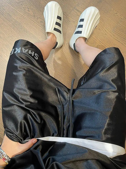 Glossy Pockets Men's Shorts Outdoor Fitness Male Plus Size Casual Sports Basketball Bottoms