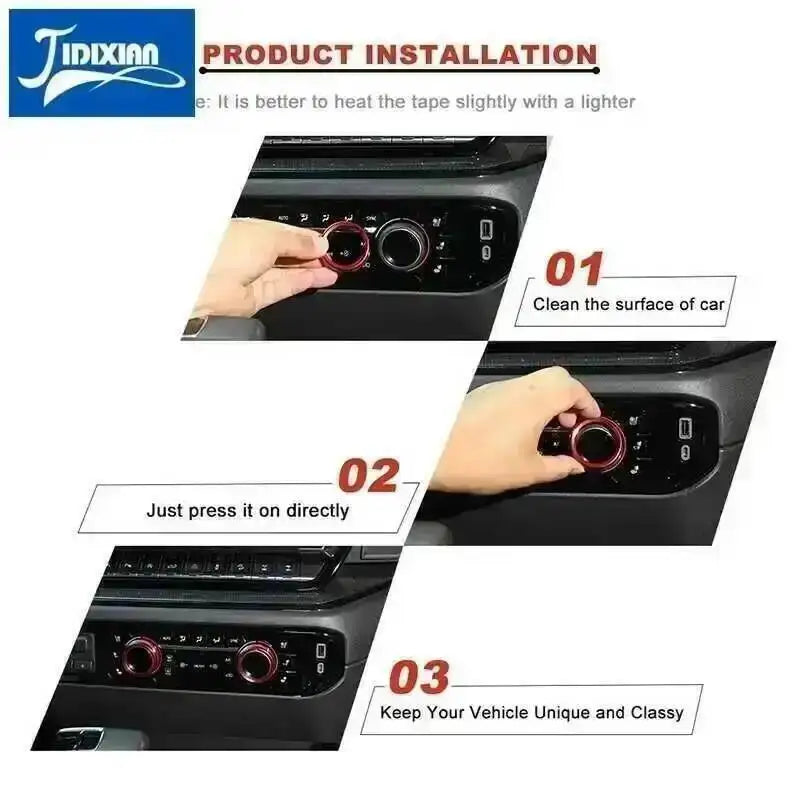 JIDIXIAN Car Center Console Knob Decoration Ring for Chevy Silverado 2022 2023 Up Central Control Knobs Cover Inner Accessories