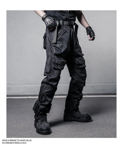 Tactical Cargo Pants Men Streetwear Hip Hop Multiple Pockets Paratrooper Trousers Functional Elastic Waist Casual Pant Techwear