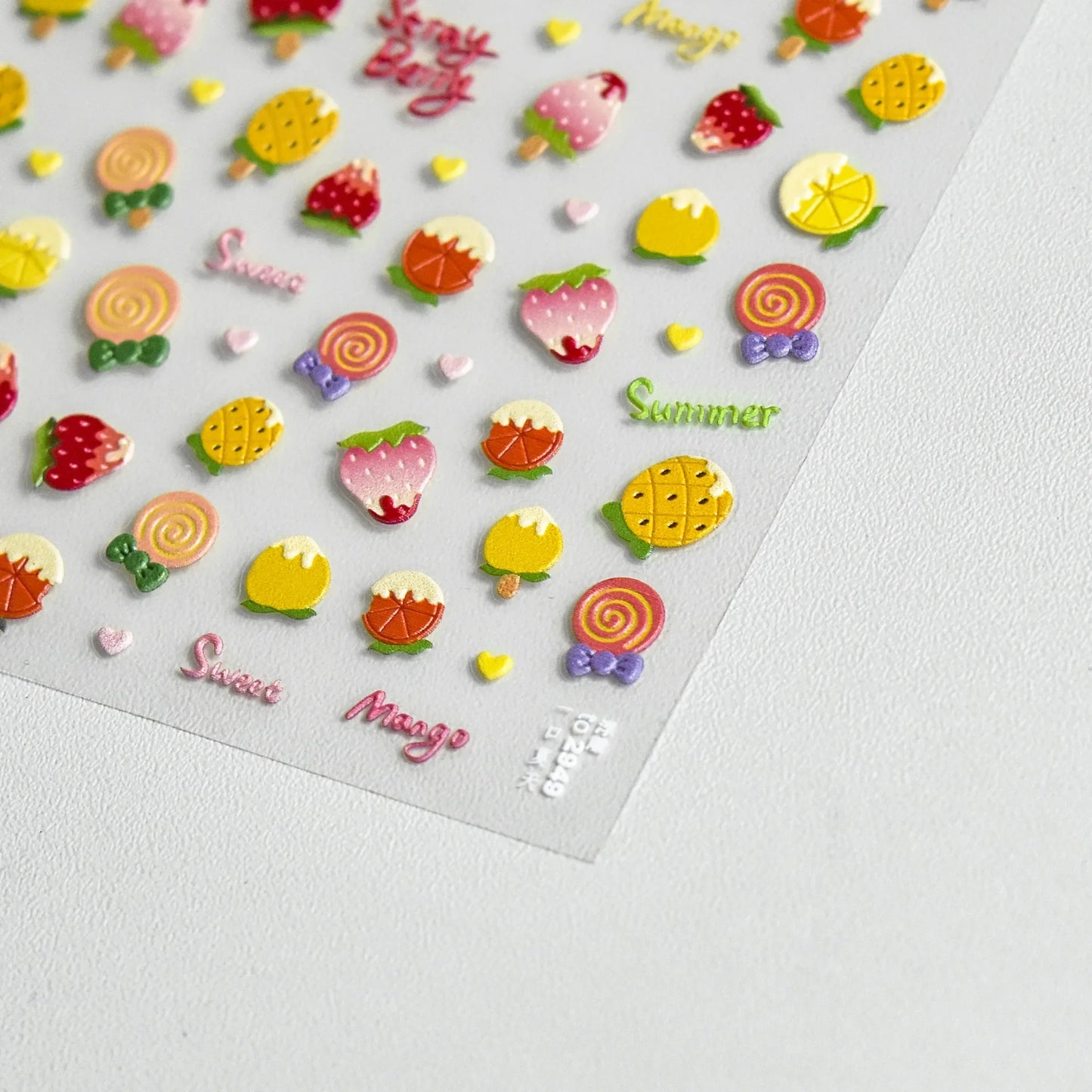 5D Pudding Jelly Dessert Fruit Cherry Pink Claw Print Bowknot Tie knot Love Heart Stars Nail Art Sticker Adhesive Manicure Decal