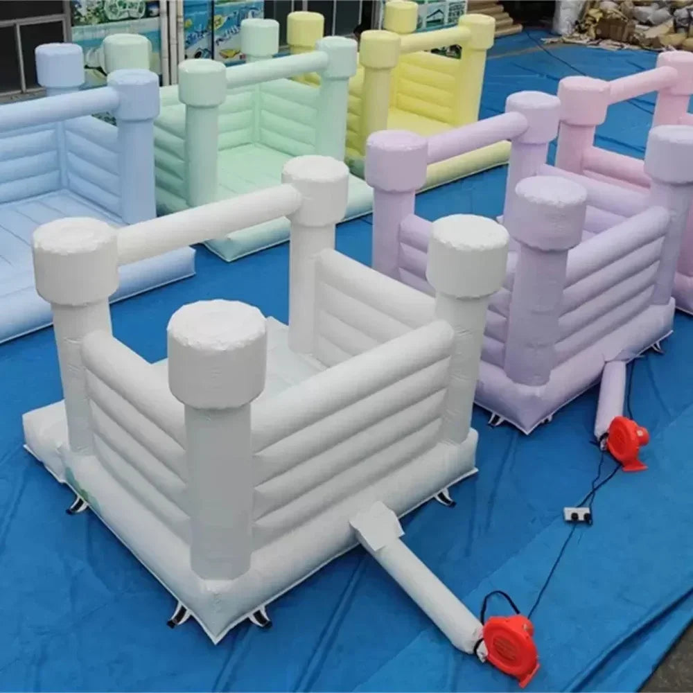 Macaron Pastel Inflatable Wedding Bounce House White Jumping Bouncer Bouncy Castle Pink Blue Peach PVC For Kids Adults Outdoor