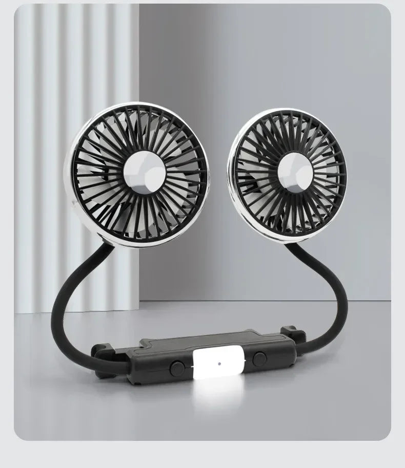 EAFC Car USB Fan Dual Head Cooling Air Fan Independent Switch 3-Speed 360 Degree Adjustable Auto Fan Car Electrical Appliances