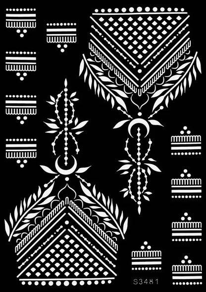 Flower Tattoo Stencil Reusable Henna Template for Hand and Body Henna Tattoo Design for Wedding Festival Party Tattoo Tools