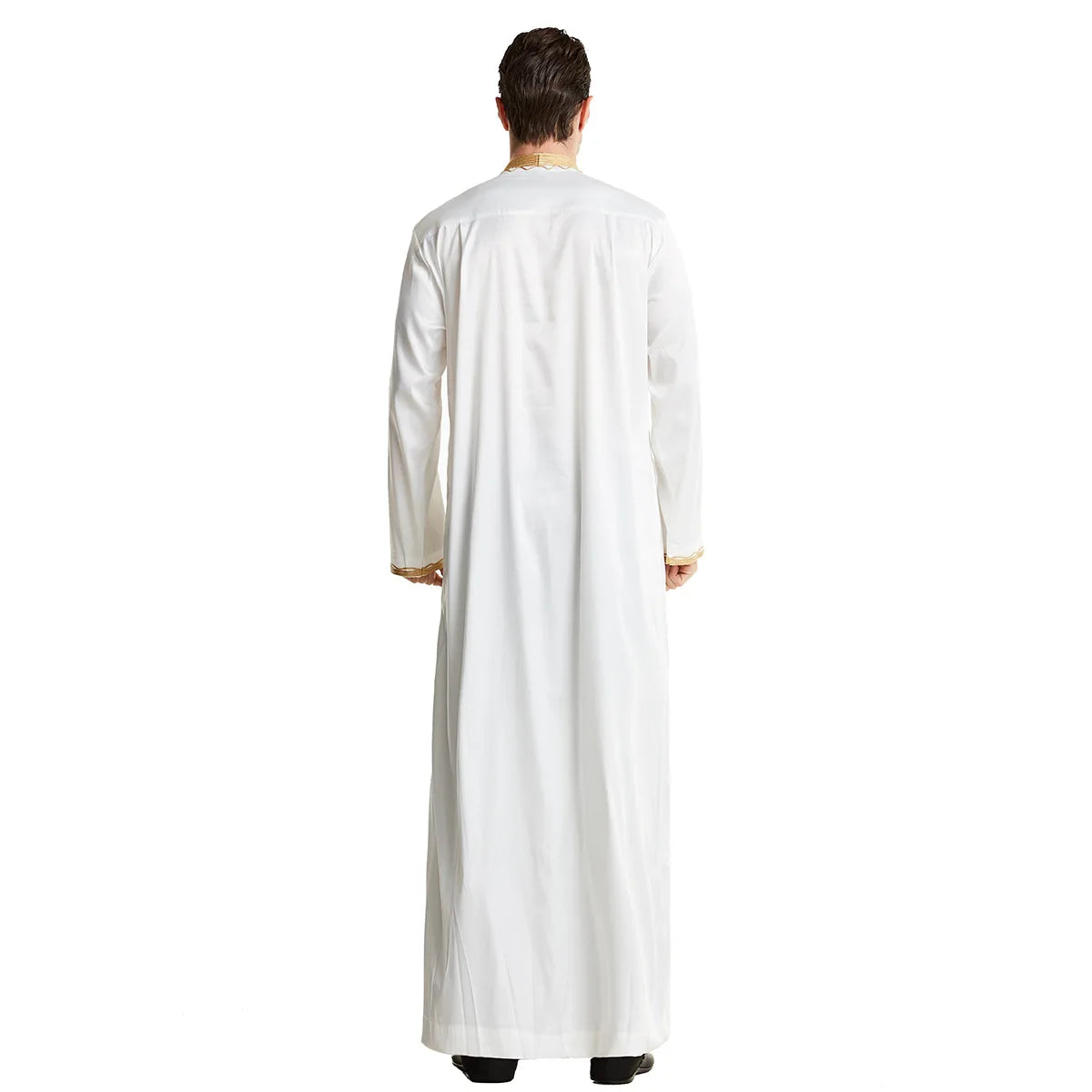 Muslim Men Clothing Kaftan Robes Long Sleeves Stand Collar Eid Thobe Kurta Arab Turkish Dress Dubai Islam Habit Ethnic Leisure