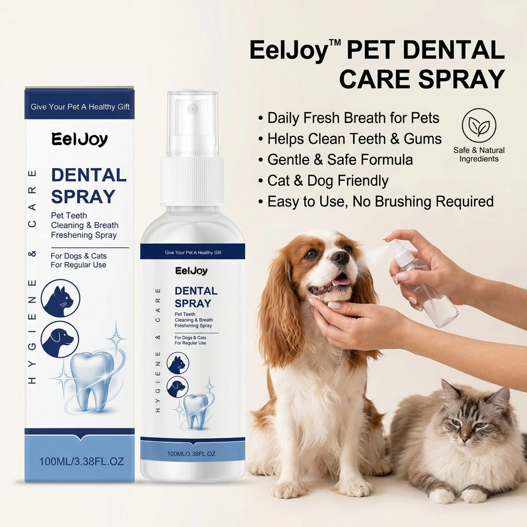 Pet Dental Care Spray Remoce Plaque & Tartar Buildup Reduce Odor Soothe Inflamed Sensitive Gums No Brushing Teeth Cleaning Spray
