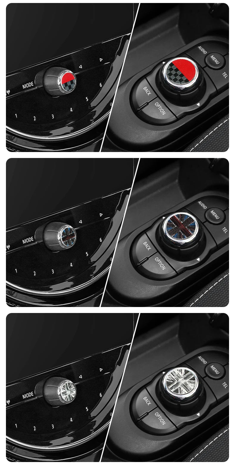 Central Control Volume Multimedia Button Knob Sticker for MINI Cooper F55 F56 F57 F60 Countryman Leather Car Interior Styling
