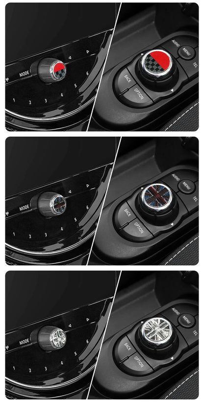 Central Control Volume Multimedia Button Knob Sticker for MINI Cooper F55 F56 F57 F60 Countryman Leather Car Interior Styling