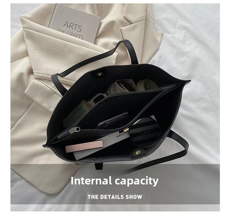 Large Capacity Women's Bag, New Soft Leather Tote Bag, Casual and Versatile Single Shoulder Bags for Woman Korean Style Handbags
