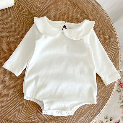 2024 New Spring Children Clothes Toddler Baby Girls Romper Long Sleeved Cotton Lattice Printing Infant Baby Girls Jumpsuit