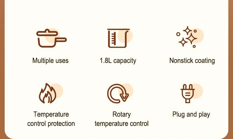 1.8L Mini Portable Electric Rice Cooker Non-Stick Inner Pot Multifunctional Rice Cooker Auto Keep Warm, Compact Space Saving Multi Cooking Pot for Rice Porridge Soup Noodles, Household Dorm Office Travel Kitchen Appliance for
