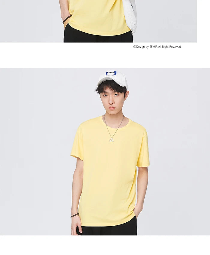 Semir Short Sleeve Men T-Shirt Cotton 2026 Summer New Man Clothing Thin And Versatile T Shirt Couples Solid Color Tops