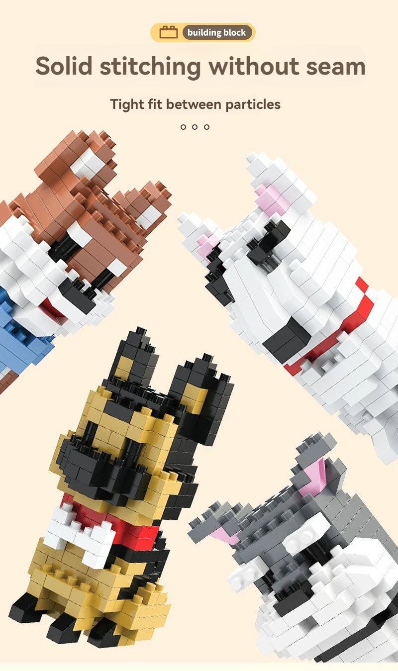 DIY Creative Micro Building Blocks Set  Dogs  Cartoon Character Models DIY Educational Toys For Children Birthday Gift