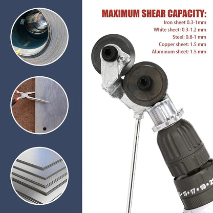 Electric Drill Plate Cutter Attachment Double Headed Free Cutting Tools Iron Metal Sheet Cutter Plate Punch Scissors