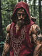 Ethnic Men's Summer Sleeveless linen Casual Pullover Hoodie Top 2025 Vintage Print V-neck Trendy Perspective Hoodie Sweatshirt