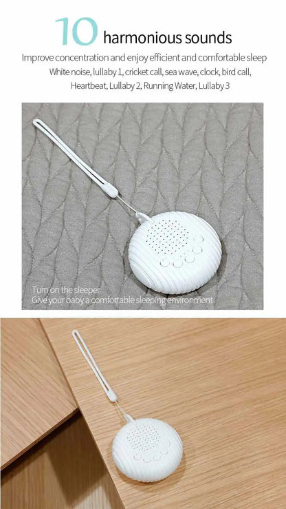 White Noise Sound Machine Portable Baby Sleep Machine 10 Soothing Sounds Volume Adjustable Built-in Rechargeable Battery USB